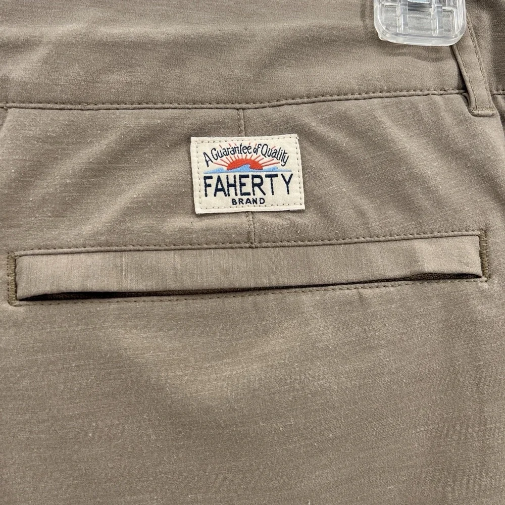 Faherty All Day Shorts Mens 38 Khaki Tan Lightweight Golf Drawstring 9